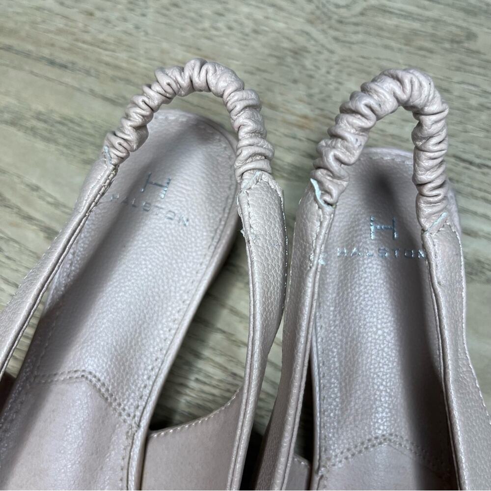 H by Halston Heyden Nude Leather Slingback Pointed Toe Flats Women’s Size 8 - Picture 7 of 9